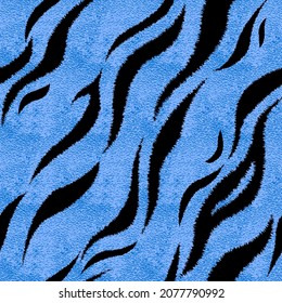 Patrón de piel de tigre azul sin foco. Impresión de la piel del tigre metálico, textura, fondo. Ilustración del vector