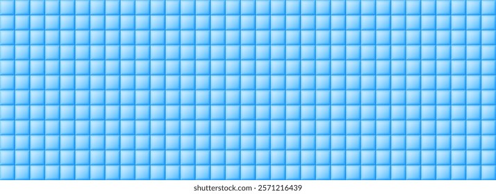 Seamless blue tile pattern. Square ceramic tiles texture for bathroom wall, kitchen floor, pool. Repeating mosaic grid background. Repeated turquoise tiled wallpaper. Vector backdrop