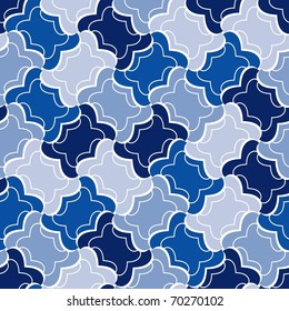 Seamless blue tile vector pattern