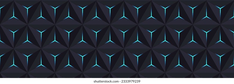 Seamless blue triangle design, Pyramid 3D pattern background. Abstract geometric texture collection design. Vector illustration