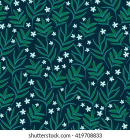seamless blue tropical flowers
