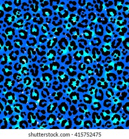 Seamless blue, turquoise leopard pattern. Vector.