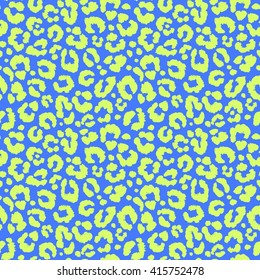 Seamless blue, turquoise leopard pattern. Vector.