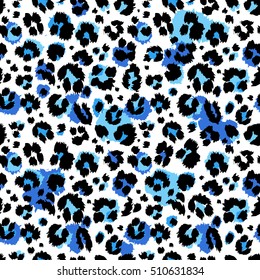 Seamless blue, turquoise leopard pattern. Vector.