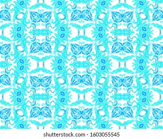 Seamless blue - turquoise vector ornamental  texture,   oriental, medieval style
