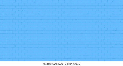 Seamless Blue Urban Flat Simple Brick Wall Texture Decorative Background Vector Illustration