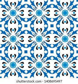 Seamless blue vector geometric tile