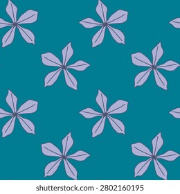 Seamless blue vector pattern with phlox flowers. Summer floral background.