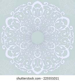 Seamless blue vintage pattern with circular lace ornament
