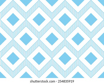Seamless blue vintage zigzag with squares pattern vector