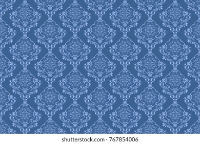 Seamless blue wallpaper pattern. Floral ornament on background. Contemporary pattern. Wallpaper pattern