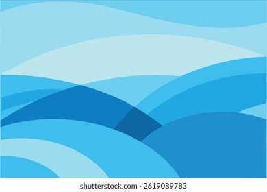 Seamless blue wave design. Flowing summer lake and beach water lines create a vibrant, silky abstract background.