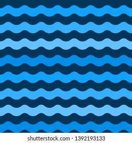 Seamless blue wave vector patterns. Wave blue pattern sea. Vector seamless pattern
