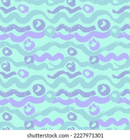 Nahtlose blaue Wellen handgezeichnet Meer Stil Muster.