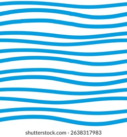 Seamless blue wavy lines pattern. Minimalist marine-themed background for textile, packaging, and digital designs. Perfect for kids' products, ocean-inspired branding, or summer-themed projects.