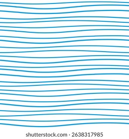 Seamless blue wavy lines pattern. For textile, packaging, and digital designs. Simple, clean, and versatile vector illustration. Perfect for kids' products r summer-themed projects.