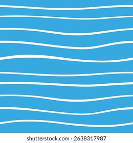 Seamless blue wavy lines pattern. Minimalist marine-themed background for textile, packaging Perfect for kids' products, ocean-inspired branding, or summer-themed projects.