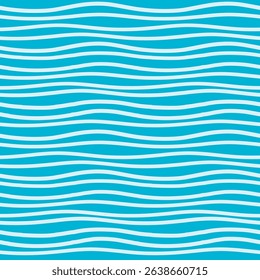 Seamless blue wavy lines pattern. Minimalist background for textile, packaging, and digital designs. Perfect for kids' products, ocean-inspired branding, or summer-themed projects.