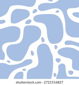 Seamless Blue and White Abstract Liquid Blob Pattern Background