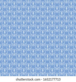 seamless blue white anchors vector background pattern