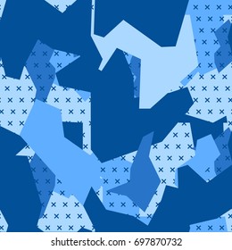 Seamless blue and white arctic fashion camouflage pattern vector