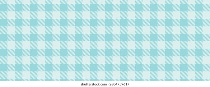 Seamless blue and white checkered gingham pattern vector, ideal for textiles, backgrounds, and design projects requiring a classic, timeless look.