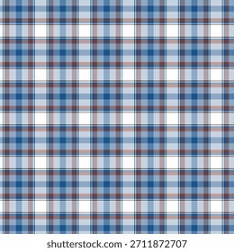 Seamless blue and white checkered plaid fabric pattern texture design