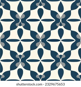 Los círculos azules y blancos sin foco crean un patrón cautivador. Este diseño de tela repetida es visualmente atractivo y versátil.