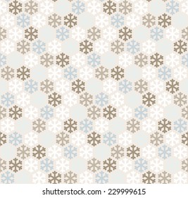 seamless blue and white colored snowflake background