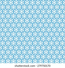 seamless blue and white colored snowflake background