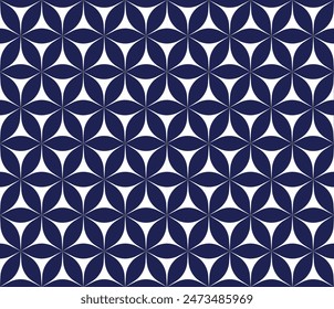 Seamless Blue and White Floral Geometric Pattern