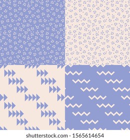 Seamless blue and white floral patterns