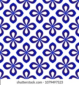 seamless blue and white flower pattern for design, porcelain, indigo, chinaware, ceramic, tile, ceiling, texture, wallpaper, floor and wall, vector illustration