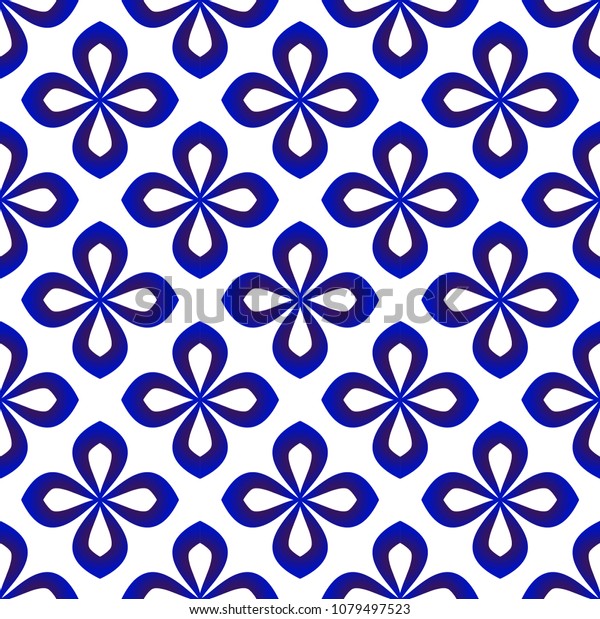 Seamless Blue White Flower Pattern Design Stock Vector Royalty