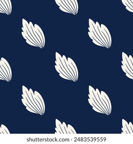 seamless blue and white geometric leaf pattern featuring abstract floral motifs. This elegant and modern design is perfect for textiles, wallpapers, packaging, and digital backgrounds. 