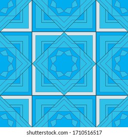 Seamless blue and white geometric pattern for tile or wallpaper