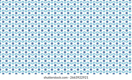 Seamless Blue and White Pattern With Abstract Symmetrical Motifs