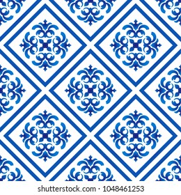 seamless blue and white pattern for design, porcelain, chinaware, ceramic, tile, ceiling, texture vector illustration