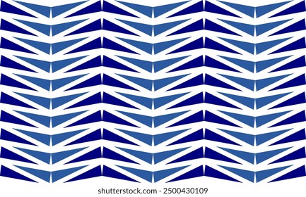 nahtloses blau-weißes Muster, Zig Zag Dreieck Chevron blau auf weißer Fliese wiederholen nahtloses Muster vollständig Bild-Design für Stoffdruck