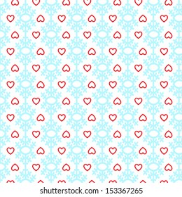 Seamless blue winter pattern with snowflakes.  