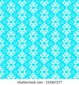 Seamless blue winter pattern with snowflakes.  