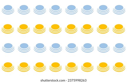 fondo azul y amarillo impecable con círculos, patrón circular de azul y azul oscuro, repetición, patrón repleto, diseño de patrón interminable para impresión de tela
