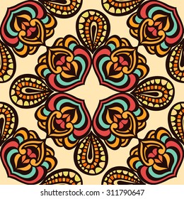 Seamless blue, yellow, black pattern. Vector illustration