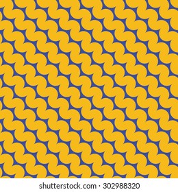 Seamless blue and yellow diagonal rounded zigzag pattern vector