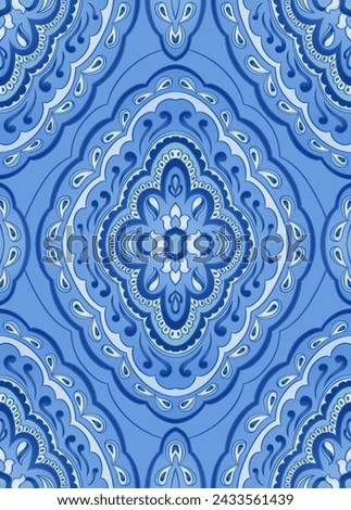 Seamless blue and yellow pattern with ornamental flowers. Vintage floral damask ornament. Soft color background for wallpaper, textile, carpet and any surface. 