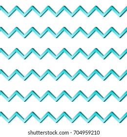 Seamless blue zig-zag pattern. 3 d style vector illustration