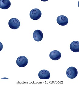 Seamless blueberries Pattern. 3d realistic vector berries isolated on white background