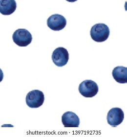 Seamless blueberries Pattern. 3d realistic vector berries isolated on white background