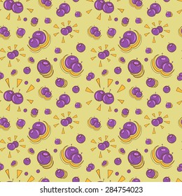 Seamless blueberry hand-drawn pattern. Seamless pattern can be used for wallpaper, pattern fills, web page background,surface textures. 