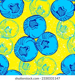 Seamless blueberry patterns. Vector illustrations of tasty bilberries, blueberries or huckleberries. Hand drawn abstract organic pattern. Collage contemporary print. Fashionable template for design.